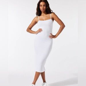 NEW RARE SAVAGE X FENTY Essential Rib Midi Dress in White - Size Large